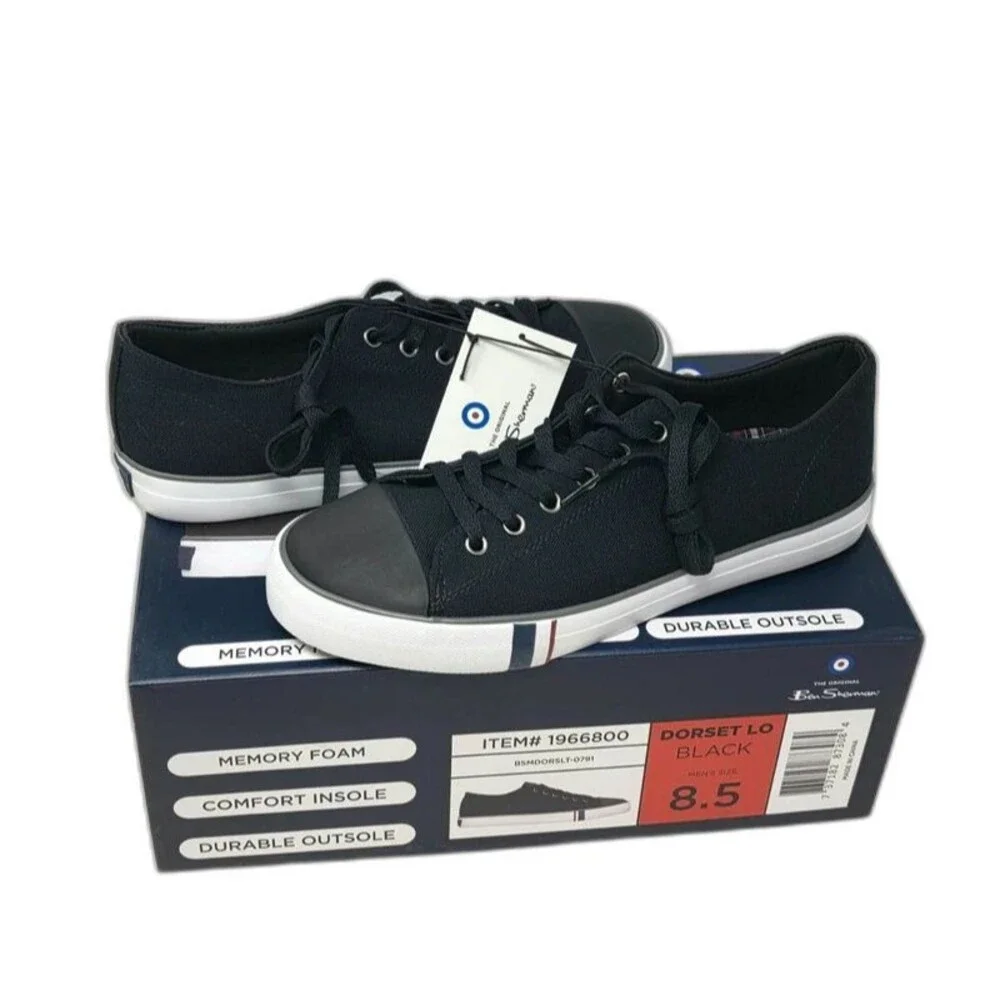 Ben Sherman Dorset Lo Canvas Sneakers Black on Black Low Top Men's Size Variety